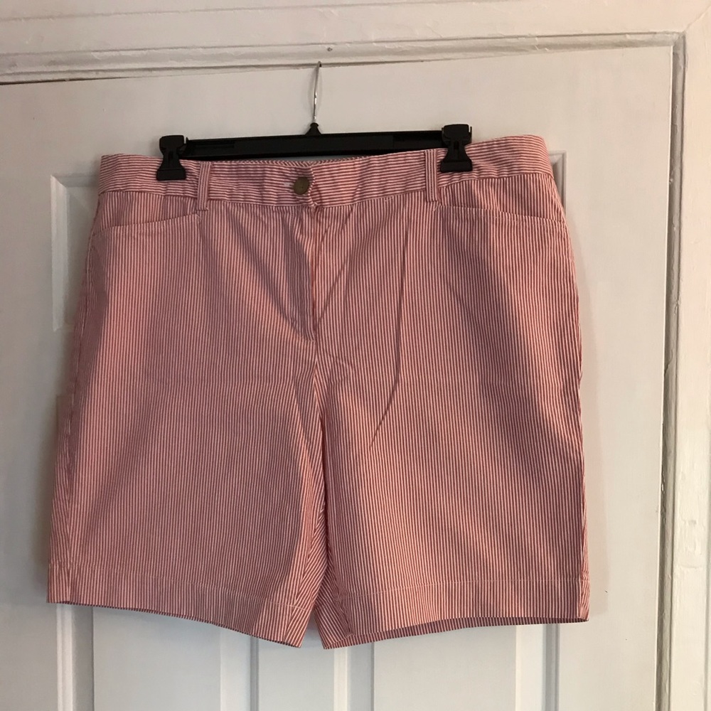 SALE:  Lands’ End Red Seersucker Shorts Size 18